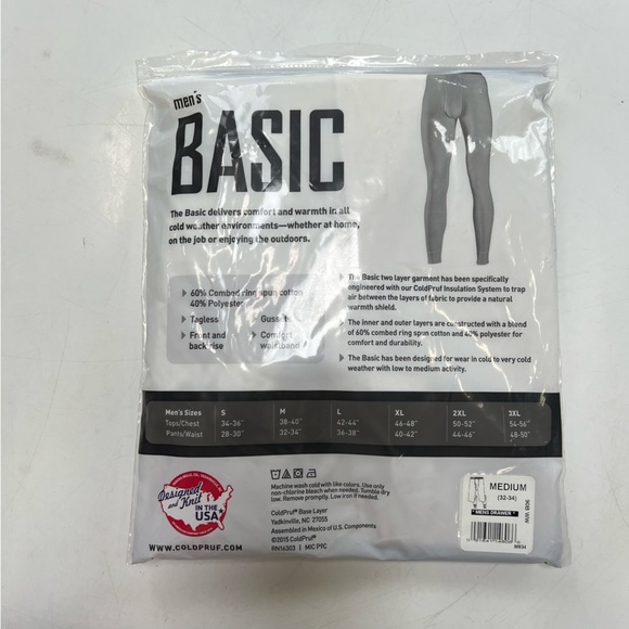 Coldpruf men’s white basic layer crew top and pants NWT M L66-38 - Picture 3 of 5